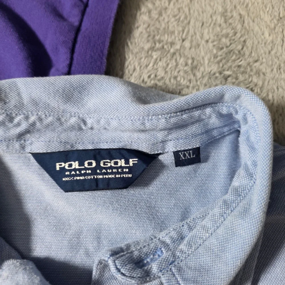 Ralph Lauren Mens XXL Polo Shirt Bundle Purple Light Blue Pima Cotton 2 Pack